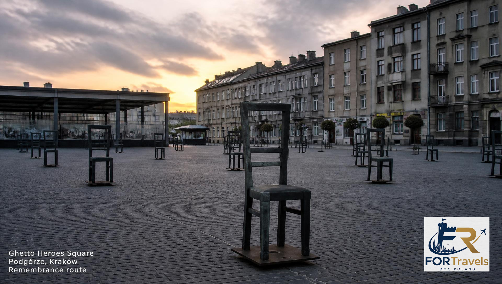 Plac Bohaterów Getta w Podgórzu z pomnikiem pustych krzeseł – FORTravels DMC Poland