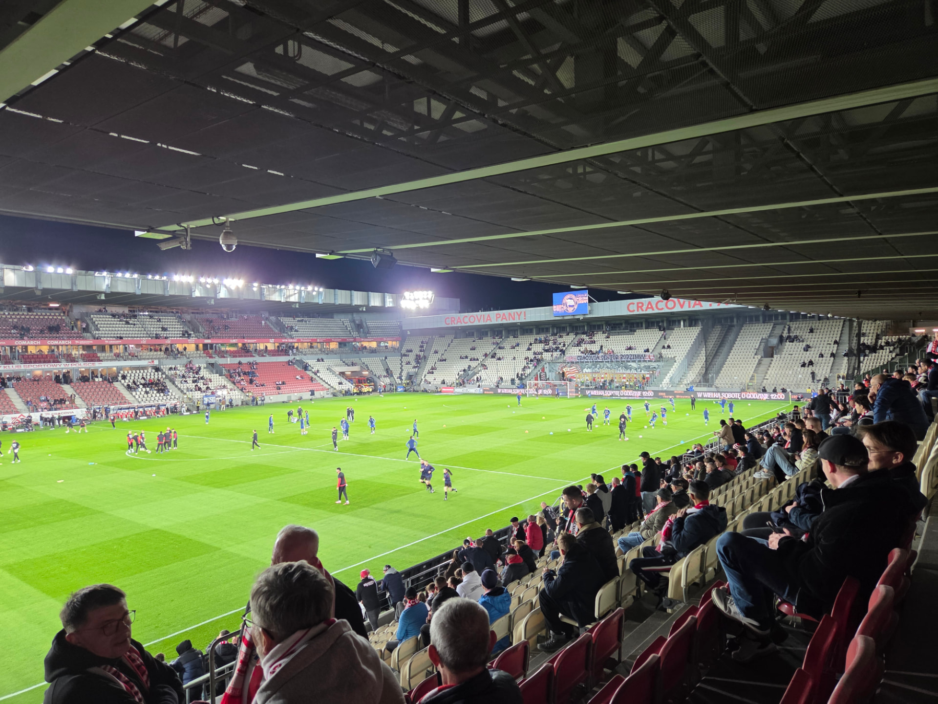 Cracovia Stadium in Kraków before kick-off, teams warming up — FORTravels DMC Poland